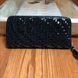Cole Haan Black Patent/Suede Weave wallet